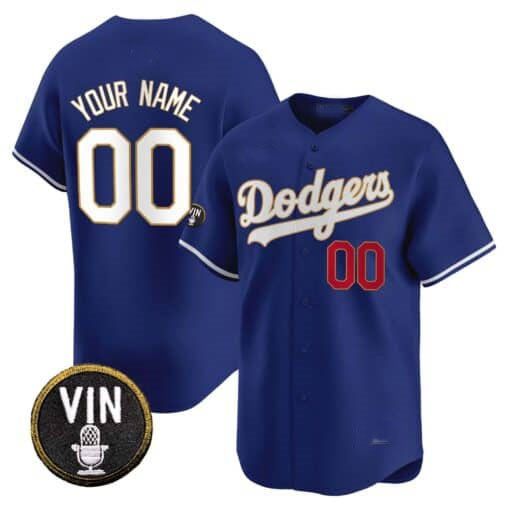 Custom Los Angeles Dodgers Vin Scully Patch Gold Trim Vapor Premier Limited – All Stitched Baseball Jersey view 3