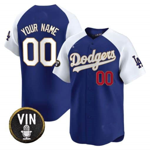 Custom Los Angeles Dodgers Vin Scully Patch Gold Trim Vapor Premier Limited – All Stitched Baseball Jersey view 2