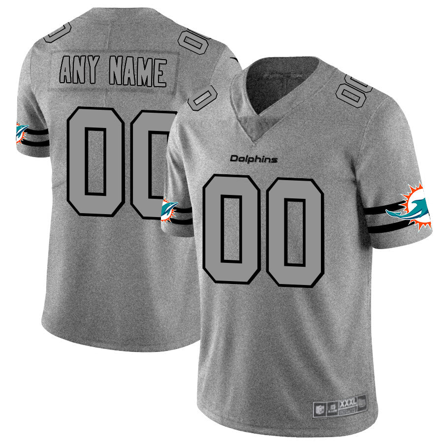 Custom M.Dolphins 2019 Gray Gridiron Gray Vapor Untouchable Limited Jersey American Stitched Football Jerseys - Main View