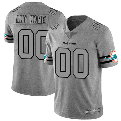 Custom M.Dolphins 2019 Gray Gridiron Gray Vapor Untouchable Limited Jersey American Stitched Football Jerseys - Main View