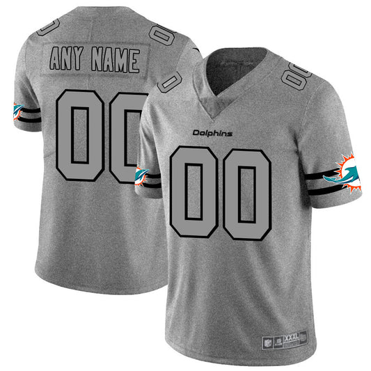 Custom M.Dolphins 2019 Gray Gridiron Gray Vapor Untouchable Limited Jersey American Stitched Football Jerseys - Main View