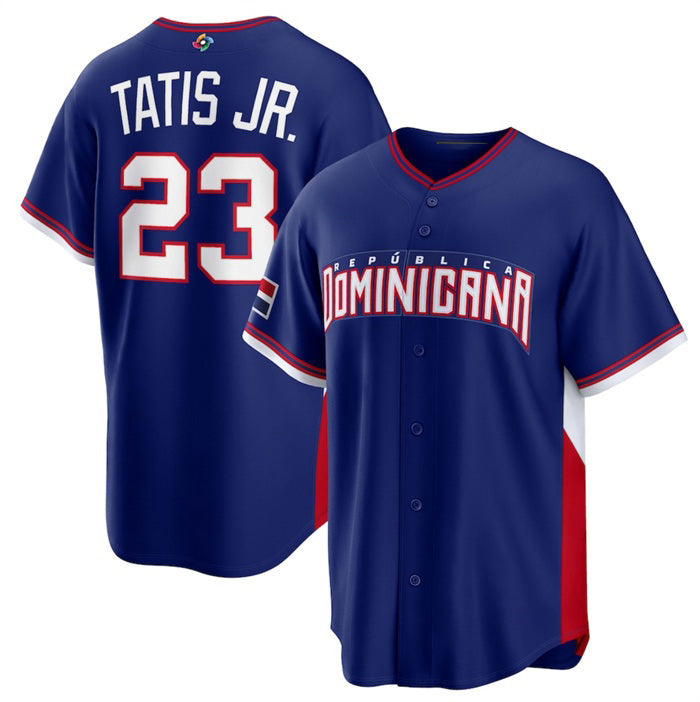 Dominican Republic Baseball #23 Fernando Tatis Jr. Navy 2026 World Baseball Classic Road Stadium Stitched Baseball Jersey - Main View
