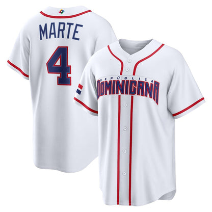 Dominican Republic Baseball #4 Ketel Marte 2026 World Baseball Classic Home Stadium Jersey - White Baseball Jersey Tailgate Goods - Main View