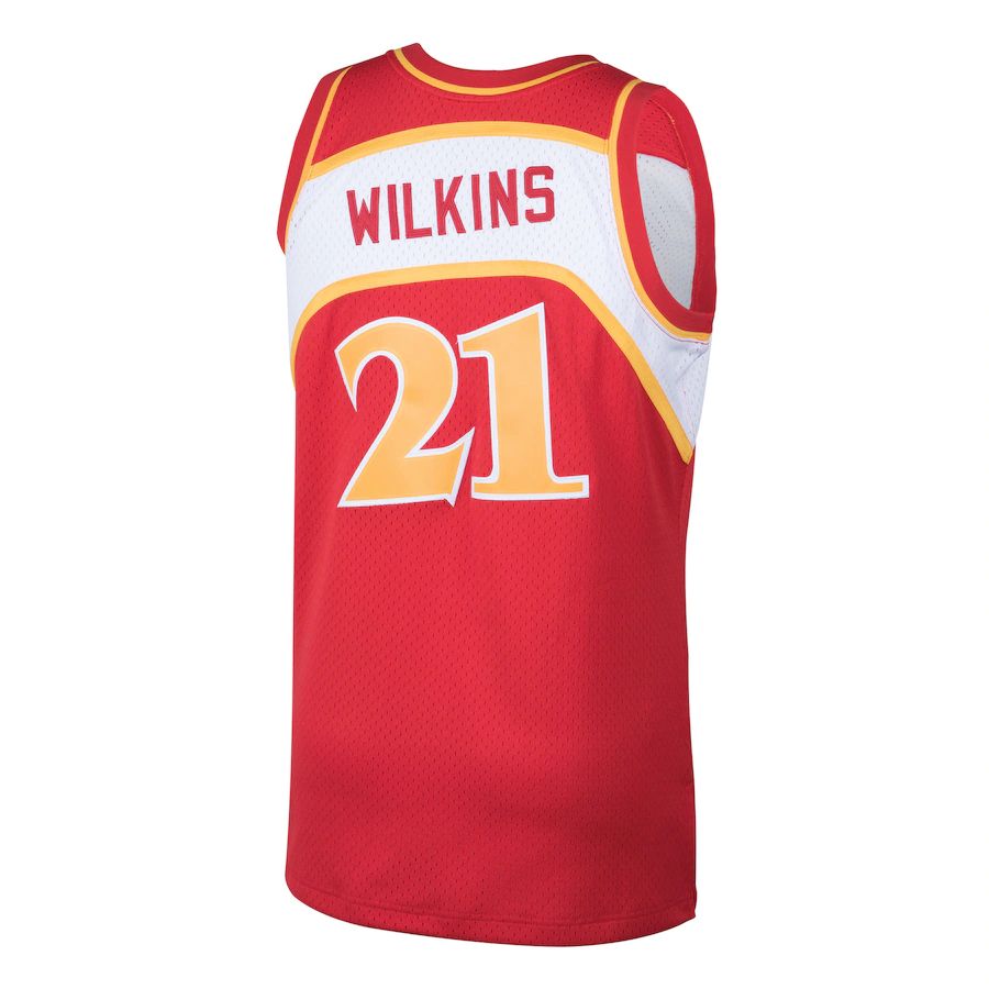 A.Hawks #21 Dominique Wilkins Mitchell & Ness 1986-87 Hardwood Classics Swingman Jersey Red Stitched American Basketball Jersey - Main View