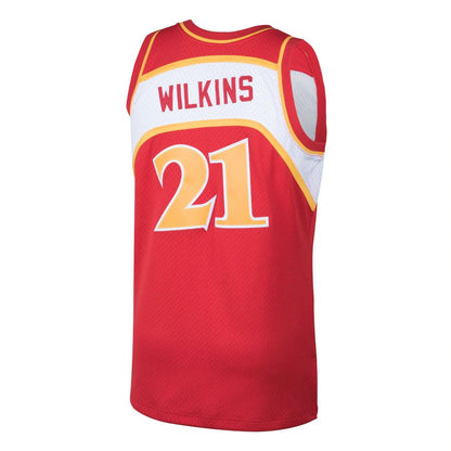 A.Hawks #21 Dominique Wilkins Mitchell & Ness 1986-87 Hardwood Classics Swingman Jersey Red Stitched American Basketball Jersey - Main View