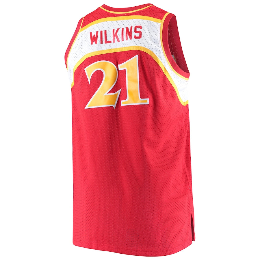 A.Hawks #21 Dominique Wilkins Mitchell & Ness Big & Tall Hardwood Classics Jersey Red Stitched American Basketball Jersey - Main View