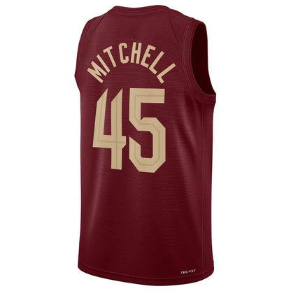 C.Cavaliers #45 Donovan Mitchell Unisex 2022-23 Swingman Jersey Icon Edition Burgundy Stitched American Basketball Jersey - Main View