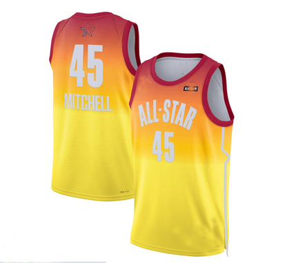 #45 Donovan Mitchell 2023 All-Star Game Swingman Jersey - Orange Stitched American Basketball Jersey - Main View