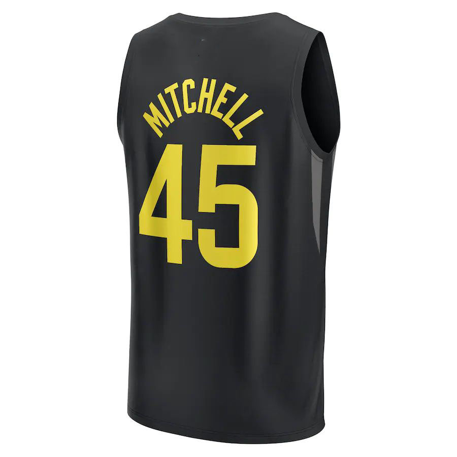 U.Jazz #45 Donovan Mitchell Fanatics Branded  2021-22 Fast Break Player Jersey Black Statement Edition Stitched American Basketball Jersey - Main View