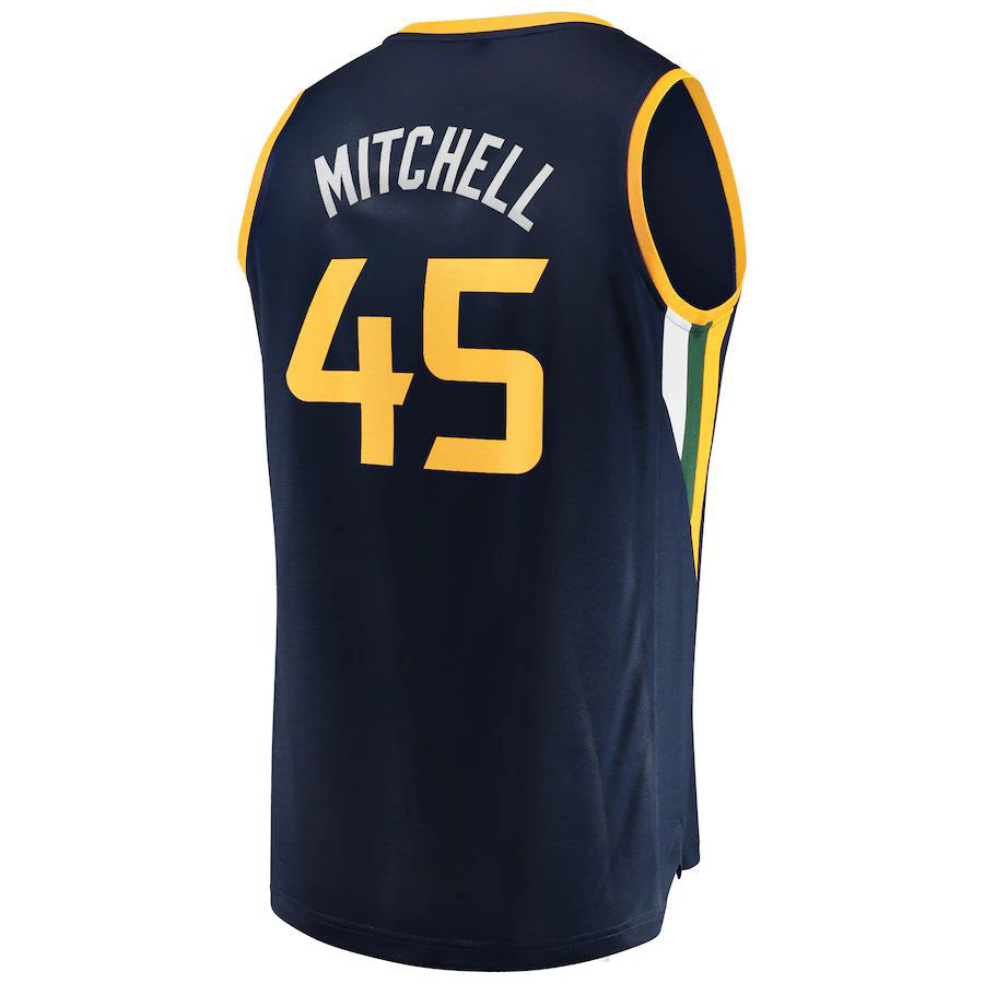 U.Jazz #45 Donovan Mitchell Fanatics Branded Fast Break Player Replica Jersey Icon Edition Navy Stitched American Basketball Jersey - Main View