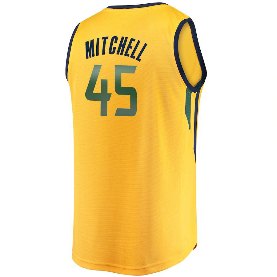 U.Jazz #45 Donovan Mitchell Fanatics Branded Fast Break Replica Jersey Gold Statement Edition Stitched American Basketball Jersey - Main View