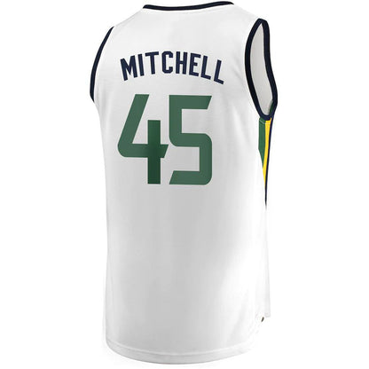 U.Jazz #45 Donovan Mitchell Fanatics Branded Fast Break Replica Jersey White Association Edition Stitched American Basketball Jersey - Main View