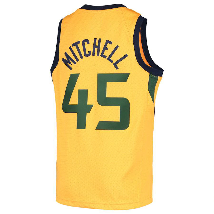 U.Jazz #45 Donovan Mitchell Jordan Brand  2020-21 Swingman Player Jersey Gold Statement Edition Stitched American Basketball Jersey - Main View
