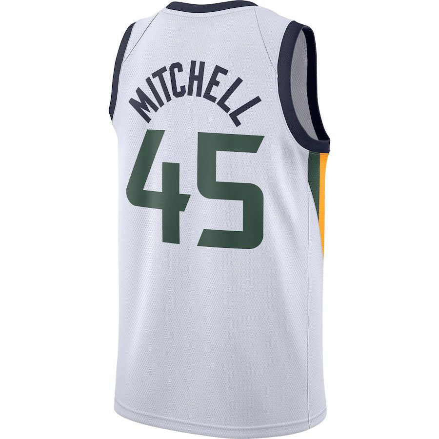 U.Jazz #45 Donovan Mitchell 2020-21 Swingman Jersey White Association Edition Stitched American Basketball Jersey - Main View