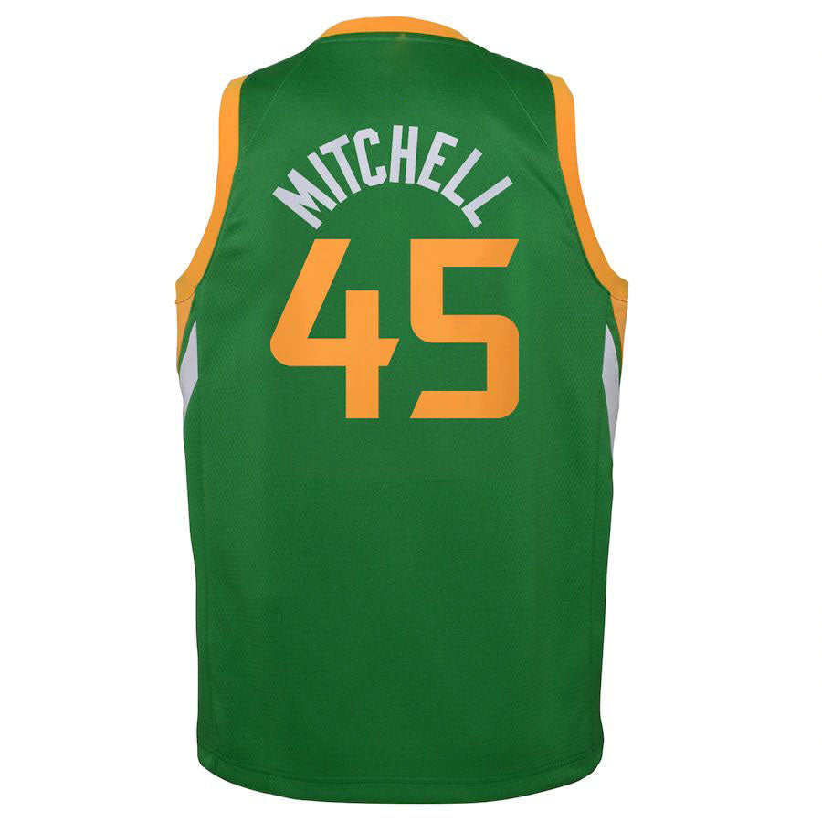 U.Jazz #45 Donovan Mitchell 2020-21 Swingman Player Jersey Green Earned Edition Stitched American Basketball Jersey - Main View