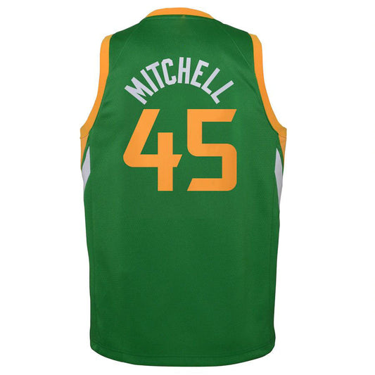U.Jazz #45 Donovan Mitchell 2020-21 Swingman Player Jersey Green Earned Edition Stitched American Basketball Jersey - Main View