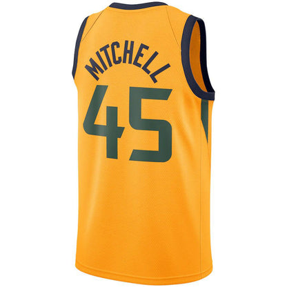 U.Jazz #45 Donovan Mitchell Replica Swingman Jersey Gold Statement Edition Stitched American Basketball Jersey - Main View