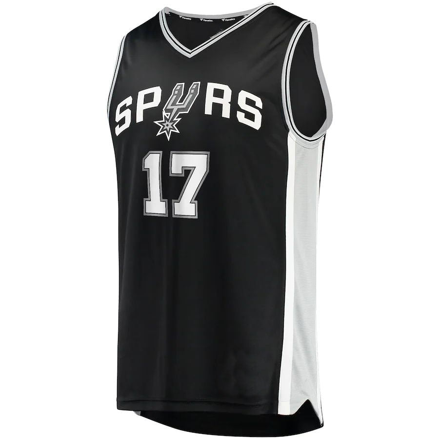S.Antonio Spurs #17 Doug McDermott Fanatics Branded  2021-22 Fast Break Replica Jersey Black Stitched American Basketball Jersey - Main View