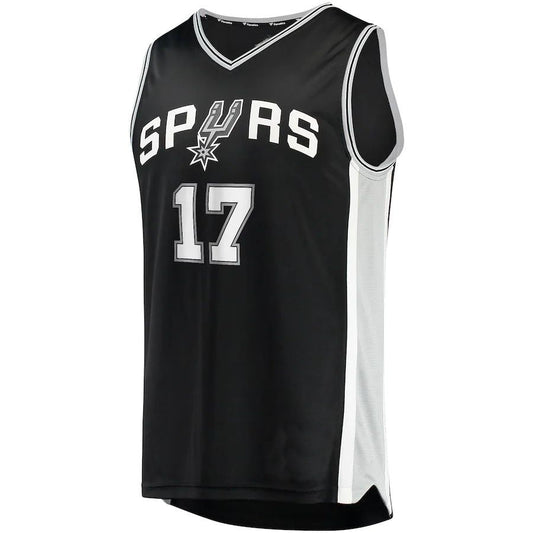 S.Antonio Spurs #17 Doug McDermott Fanatics Branded  2021-22 Fast Break Replica Jersey Black Stitched American Basketball Jersey - Main View