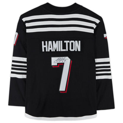 NJ.Devils #7 Dougie Hamilton Fanatics Authentic Autographed Branded Alternate Breakaway Jersey Black Stitched American Hockey Jerseys - Main View
