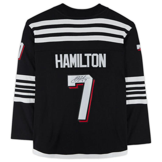 NJ.Devils #7 Dougie Hamilton Fanatics Authentic Autographed Branded Alternate Breakaway Jersey Black Stitched American Hockey Jerseys - Main View