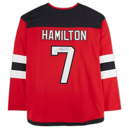 NJ.Devils #7 Dougie Hamilton Fanatics Authentic Autographed Fanatics Breakaway Jersey Red Stitched American Hockey Jerseys - Main View