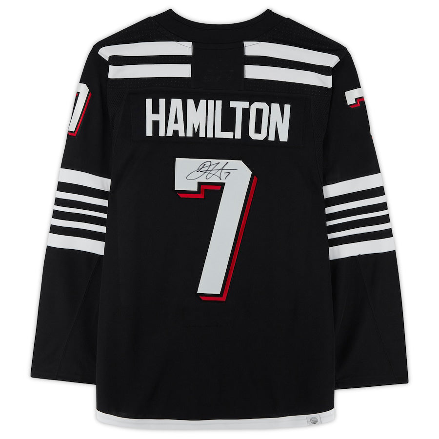 NJ.Devils #7 Dougie Hamilton Fanatics Authentic Autographed Black Stitched American Hockey Jerseys - Main View