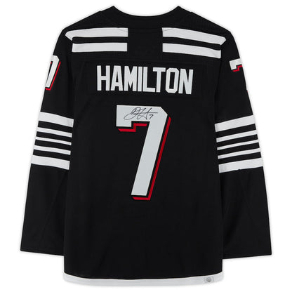 NJ.Devils #7 Dougie Hamilton Fanatics Authentic Autographed Black Stitched American Hockey Jerseys - Main View