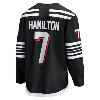 NJ.Devils #7 Dougie Hamilton Fanatics Branded Alternate Premier Breakaway Player Jersey Black Hockey Jerseys - Main View