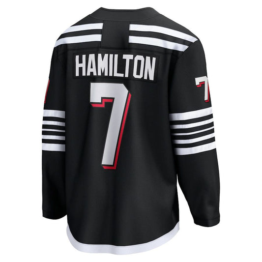 NJ.Devils #7 Dougie Hamilton Fanatics Branded Alternate Premier Breakaway Player Jersey Black Hockey Jerseys - Main View