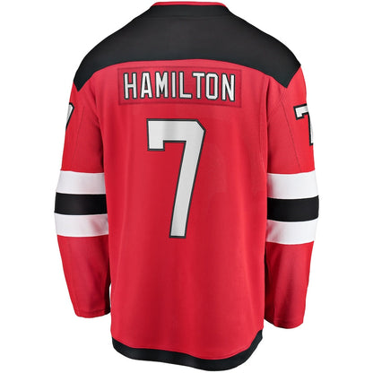 NJ.Devils #7 Dougie Hamilton Fanatics Branded Home Premier Breakaway Player Jersey Red Stitched American Hockey Jerseys - Main View