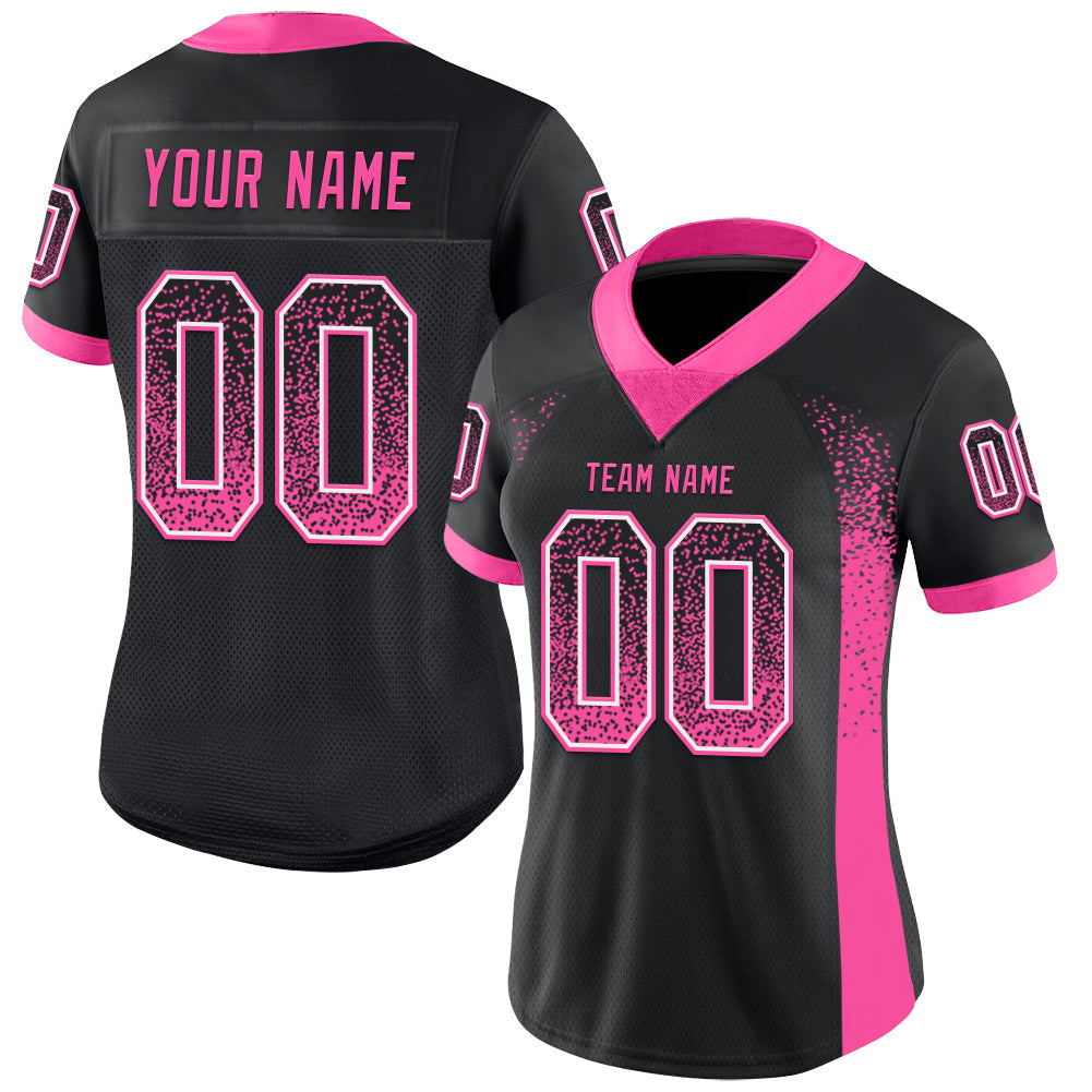 Custom Black Pink-White Drift Fashion Football Jersey view 2