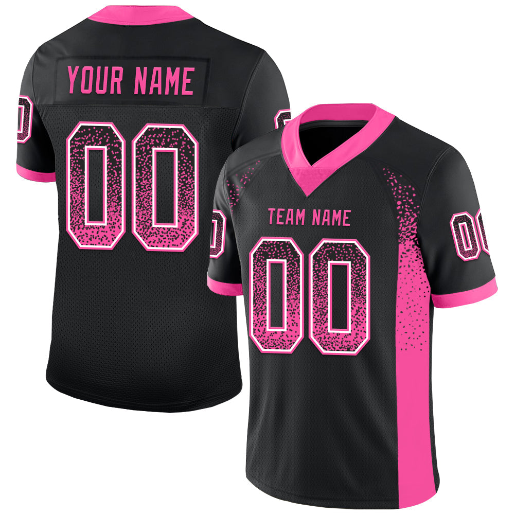 Custom Black Pink-White Drift Fashion Football Jersey - Main View