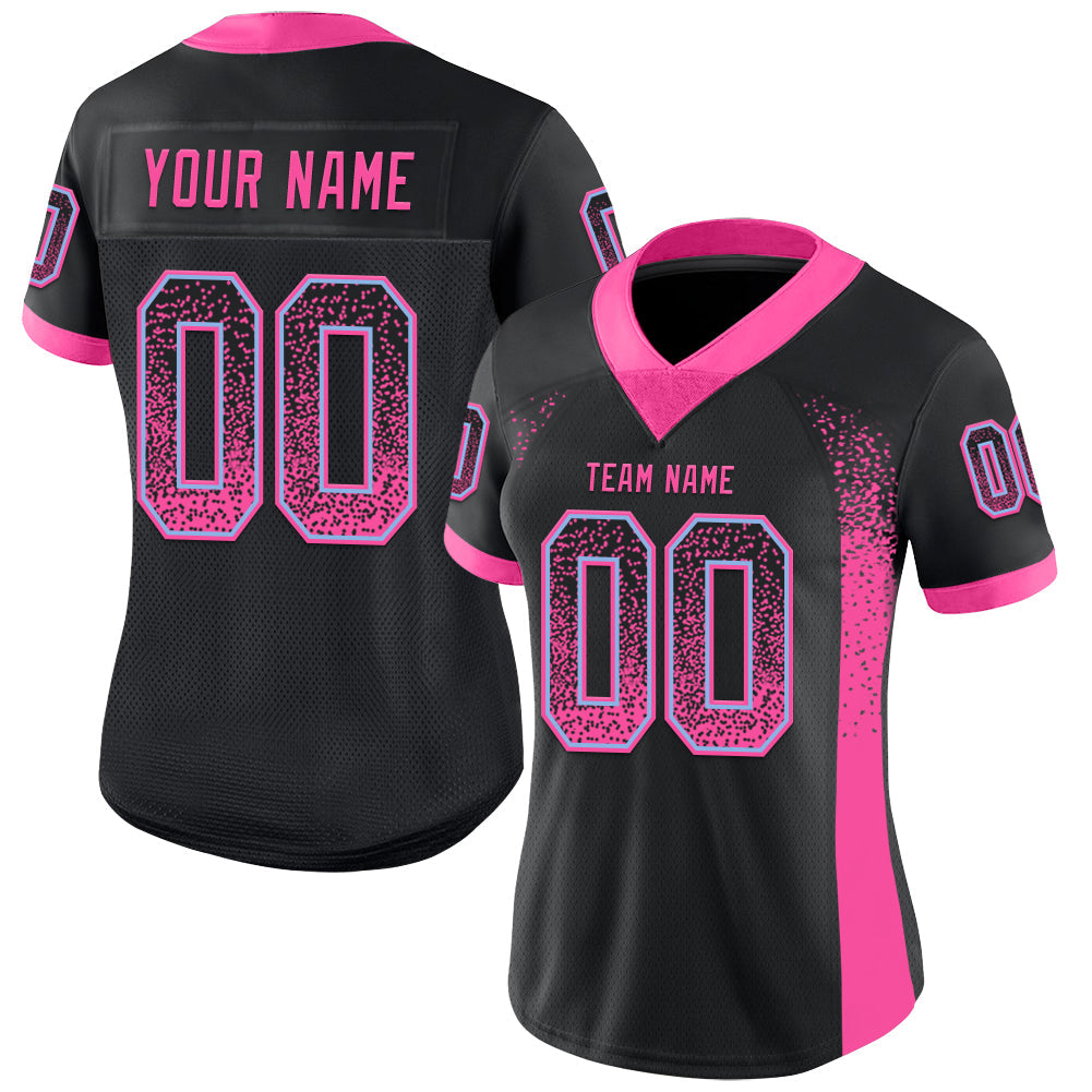 Custom Black Pink-Light Blue Drift Fashion Football Jersey view 2