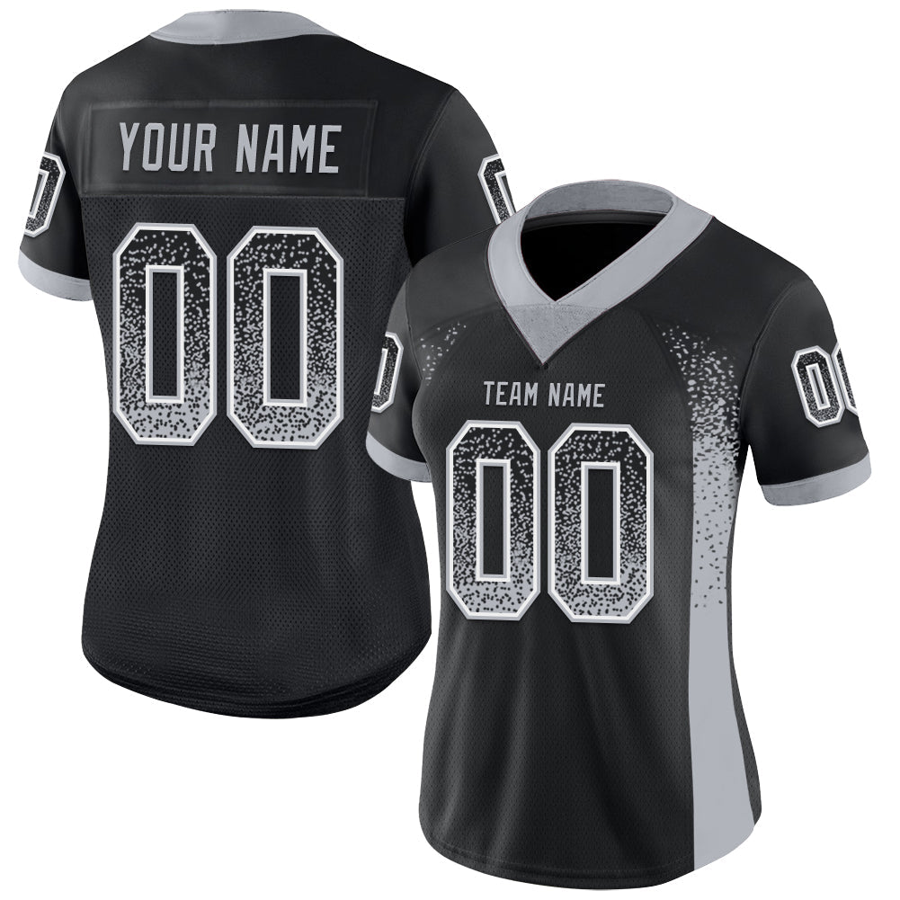 Custom Black Gray-White Drift Fashion Football Jersey view 2