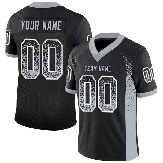 Custom Black Gray-White Drift Fashion Football Jersey - Main View