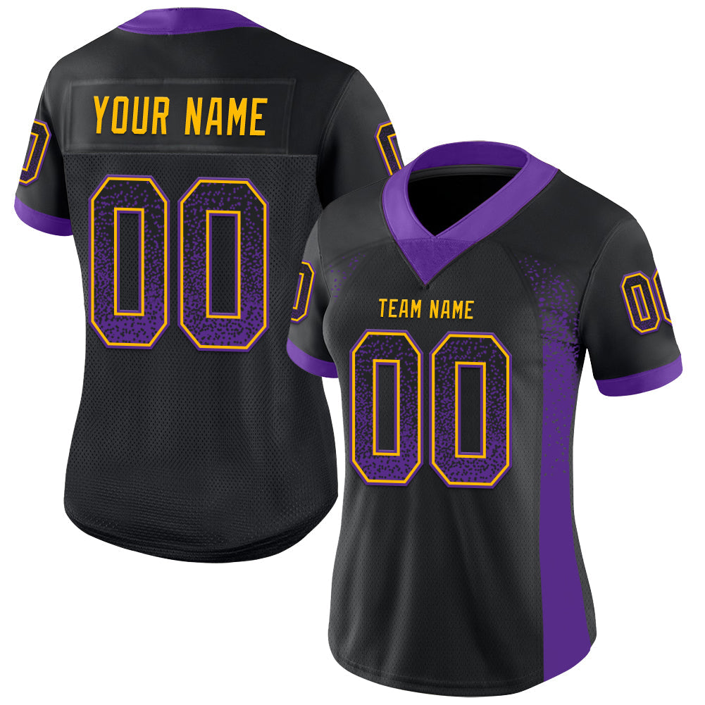 Custom Black Purple-Gold Drift Fashion Football Jersey view 2