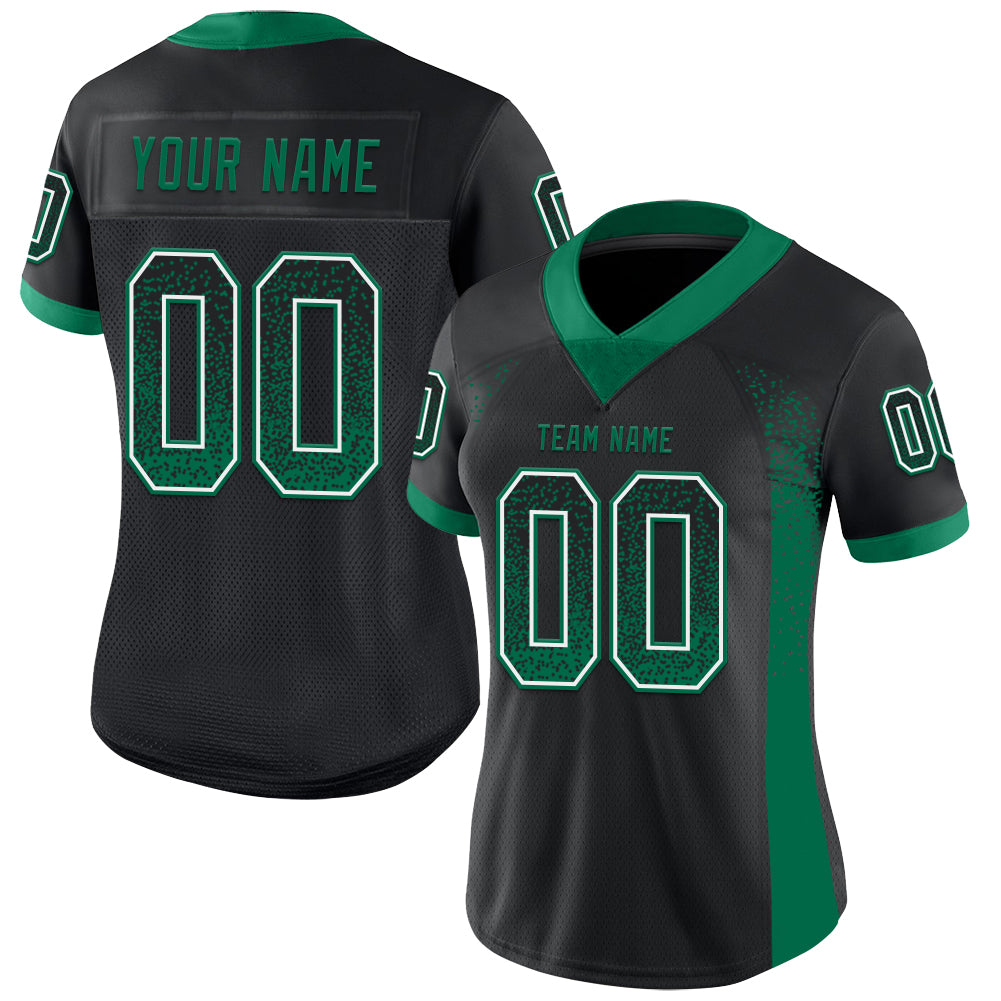 Custom Black Kelly Green-White Drift Fashion Football Jersey view 2