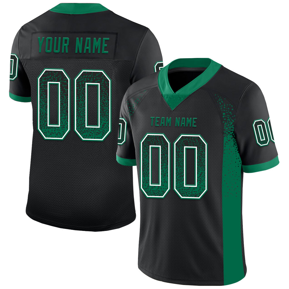 Custom Black Kelly Green-White Drift Fashion Football Jersey - Main View