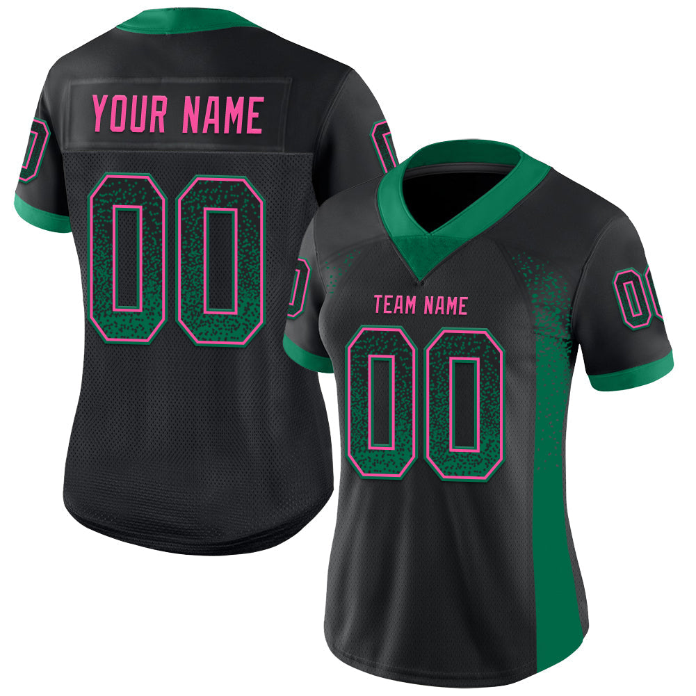 Custom Black Kelly Green-Pink Drift Fashion Football Jersey view 2