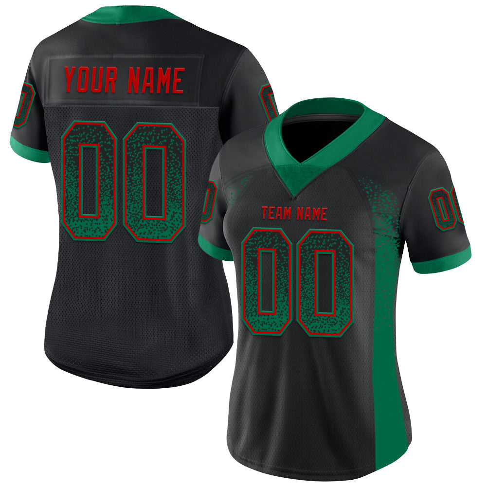 Custom Black Kelly Green-Red Drift Fashion Football Jersey view 2
