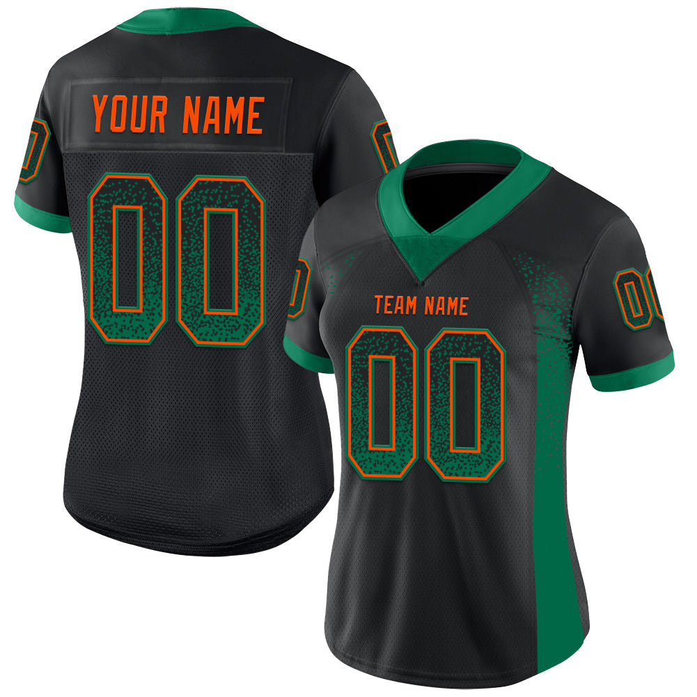 Custom Black Kelly Green-Orange Drift Fashion Football Jersey view 2