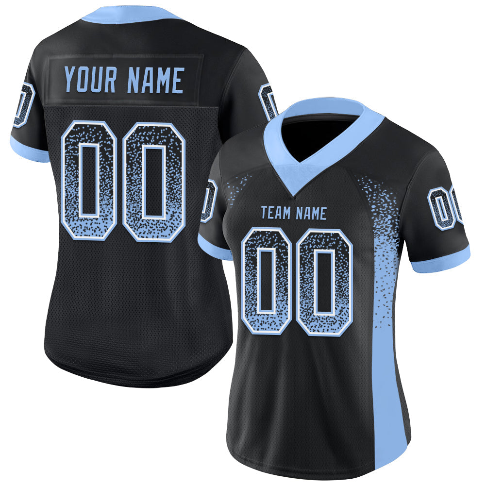Custom Black Light Blue-White Drift Fashion Football Jersey view 2