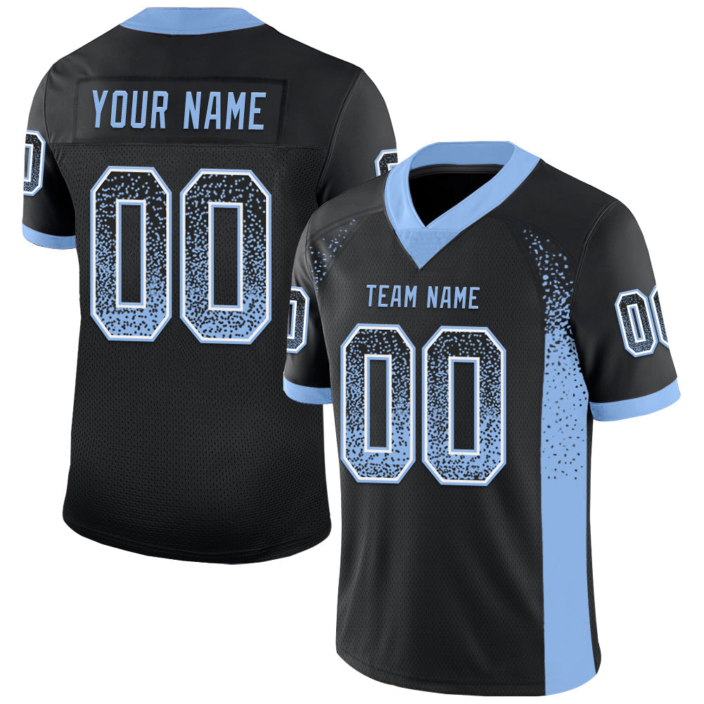 Custom Black Light Blue-White Drift Fashion Football Jersey - Main View