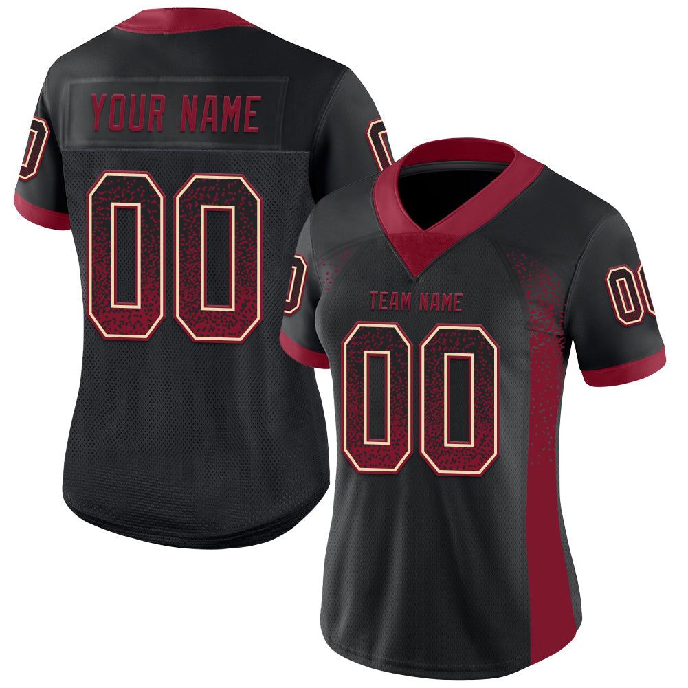 Custom Black Crimson-Cream Drift Fashion Football Jersey view 2