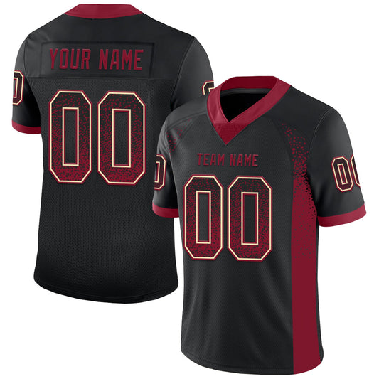 Custom Black Crimson-Cream Drift Fashion Football Jersey - Main View