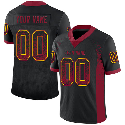 Custom Black Crimson-Yellow Drift Fashion Football Jersey - Main View