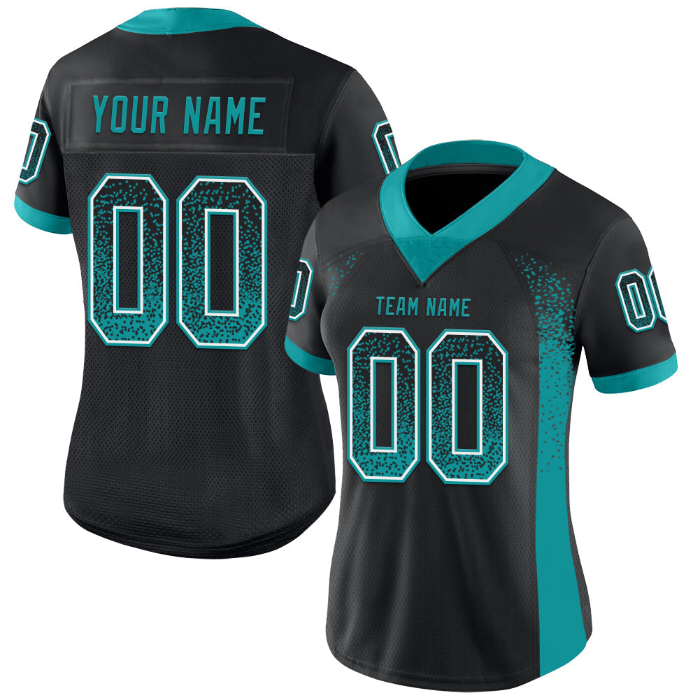 Custom Black Teal-White Drift Fashion Football Jersey view 2