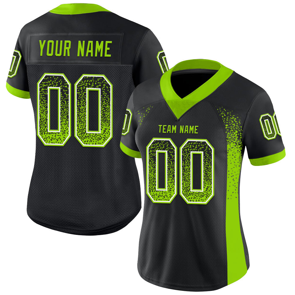 Custom Black Neon Green-White Drift Fashion Football Jersey view 2