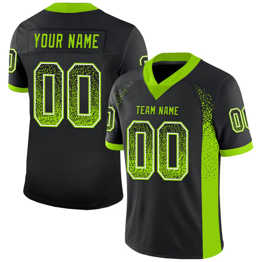 Custom Black Neon Green-White Drift Fashion Football Jersey - Main View